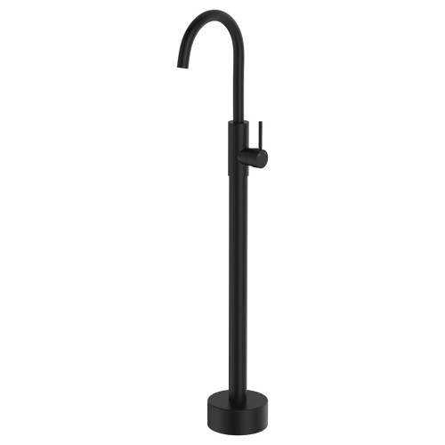Fienza Kaya Floor Mounted Bath Tap - Swivel Spout - Matte Black