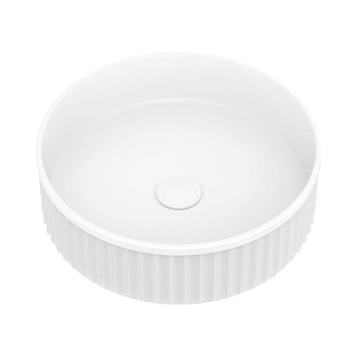 Fienza Minka Fluted Above Counter Bathroom Basin - 400 x 120 x 400mm - Matte White