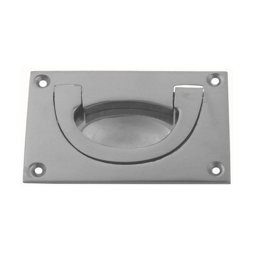 Domino Rectangle Flush Ring Pull - Satin Chrome