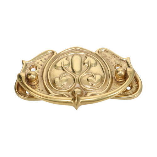 Domino Floral Art Nouveau Dresser Handle - Polished Brass