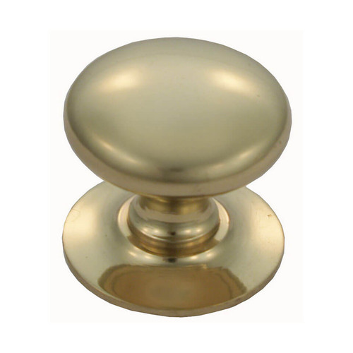 Domino Mushroom Cabinet Knob with Backplate - Polished Brass