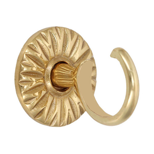 Domino Neoclassical Curtain Tie Back Hook - 47mm - Polished Brass