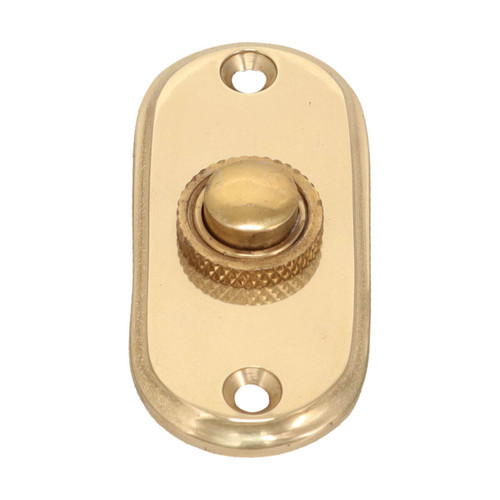 Domino Oval Doorbell Button - 66 x 31mm - Polished Brass