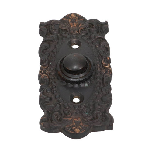 Domino Ornate Victorian Doorbell Button - 98 x 40mm - Antique Bronze