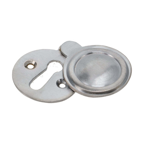 Domino Victorian Covered Escutcheon Keyhole Cover - 42 x 33mm - Satin Chrome