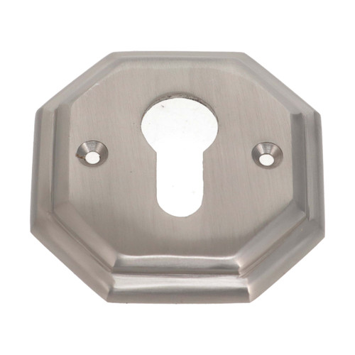 Domino Octagon Escutcheon Keyhole Cover - 68 x 68mm - Satin Nickel