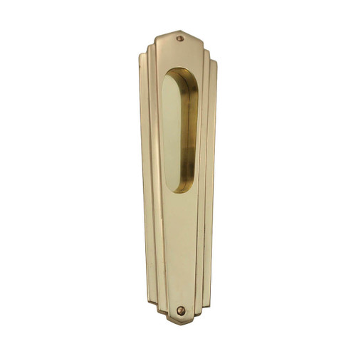 Domino Art Deco Sliding Door Flush Pull - 190 x 60mm - Polished Brass