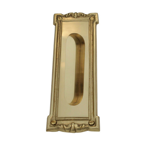 Domino Ornate Sliding Door Flush Pull - 183 x 65mm - Polished Brass