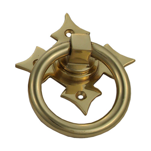 Domino Gothic Plain Gate Ring Pull - Polished Brass