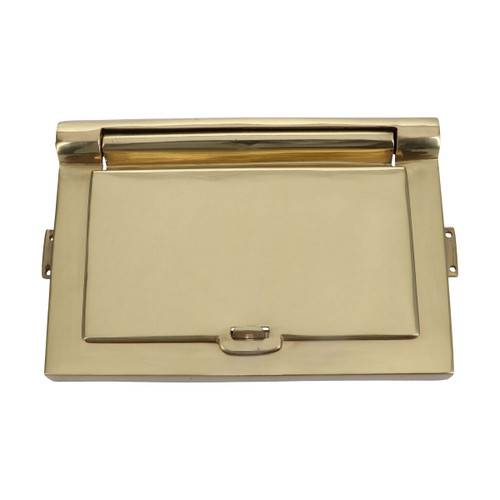 Domino Art Deco Rear Letter Box Plate and Opening - 225 x 155mm - Polished Brass