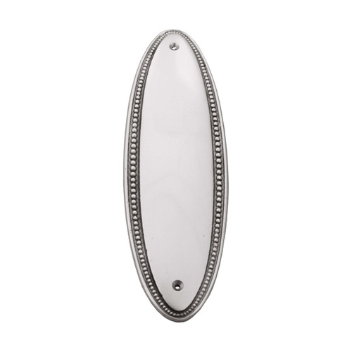 Domino Beaded Oval Push Plate - 240 x 72mm - Satin Nickel