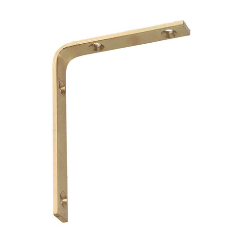 Domino Plain Shelf Bracket - 100 x 75mm - Polished Brass