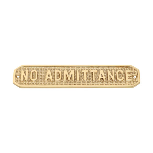 Domino 'No Admittance' Sign - 175 x 40mm - Polished Brass
