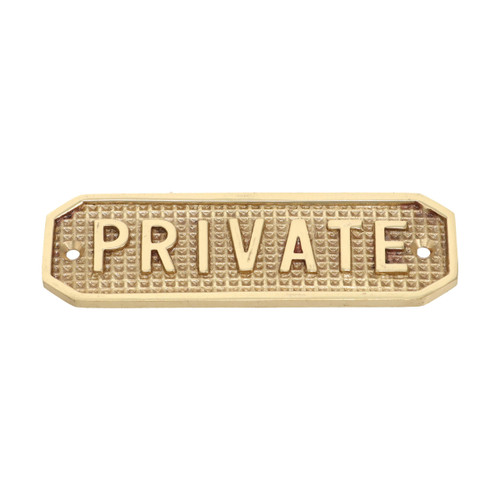 Domino 'Private' Sign - 115 x 40mm - Polished Brass