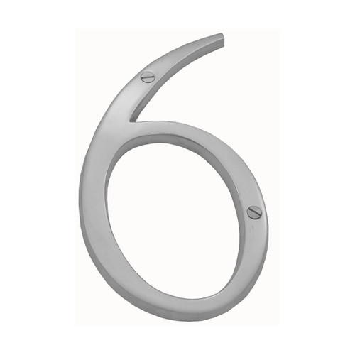 Domino Retro '6' House Number - Satin Chrome