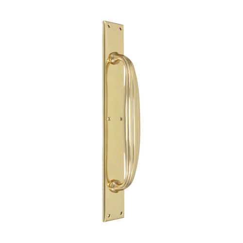 Domino Art Deco Pull Handle - Traditional Plate - Polished Brass