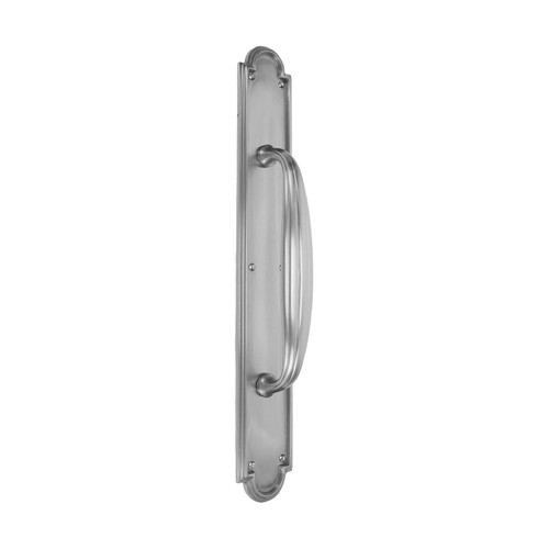 Domino Art Deco Pull Handle - Arched Stepped Edge Plate - Satin Chrome