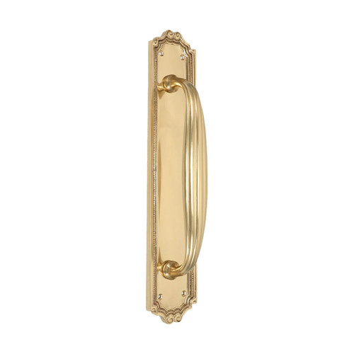 Domino Art Deco Pull Handle - Decorative Plate - Polished Brass