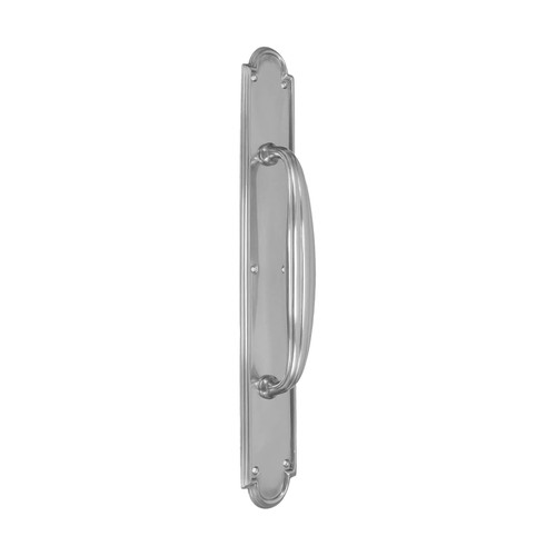 Domino Art Deco Pull Handle - Arched Stepped Edge Plate - Chrome