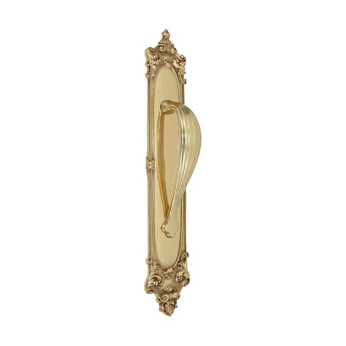 Domino Fluted Art Deco Pull Handle - Victorian Plate - Polished Brass
