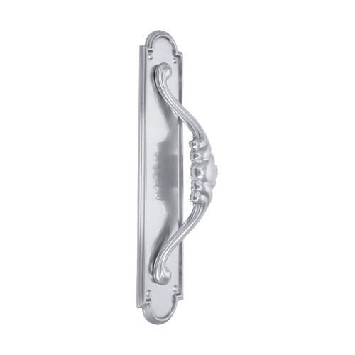 Domino Rococo Pull Handle - Arched Stepped Edge Plate - Chrome