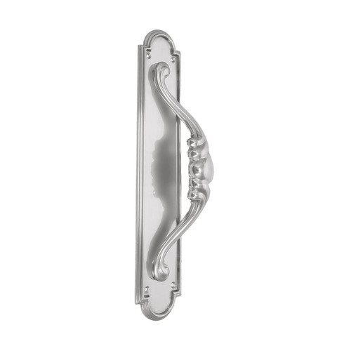 Domino Rococo Pull Handle - Arched Stepped Edge Plate - Satin Nickel