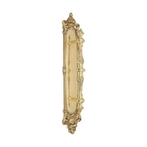 Domino Baroque Finial Pull Handle - Victorian Plate - 450 x 85mm - Polished Brass