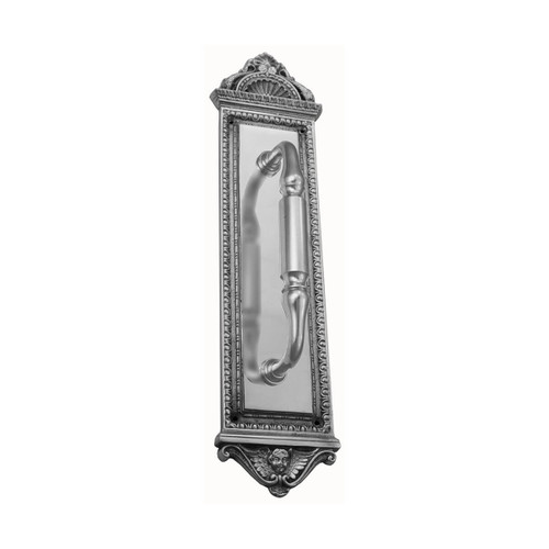 Domino Regency Pull Handle - Cherub Plate - 325 x 76mm - Satin Nickel