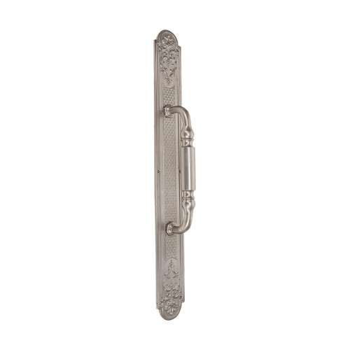 Domino Regency Pull Handle - Ornate Plate - Satin Nickel