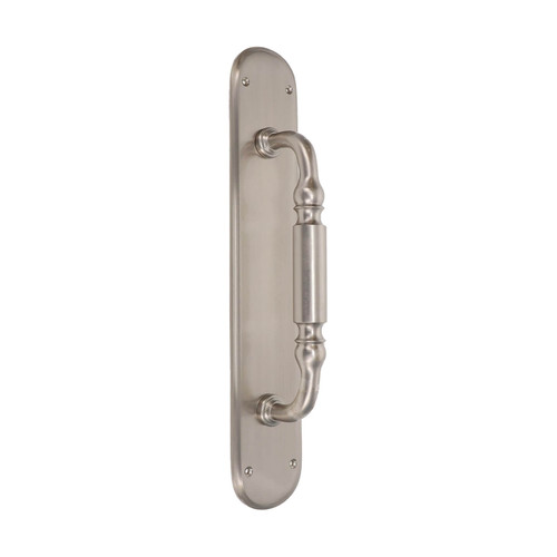 Domino Regency Pull Handle - Oval Plate - Satin Nickel