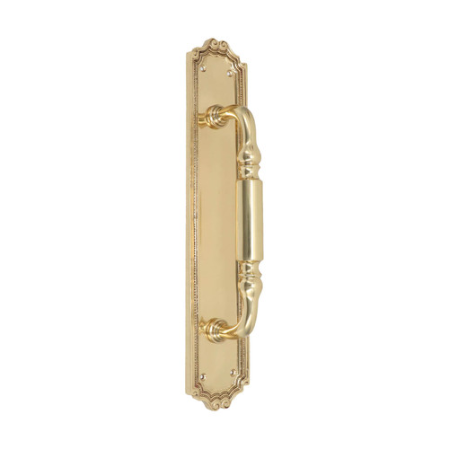 Domino Regency Pull Handle - Decorative Plate - Polished Brass