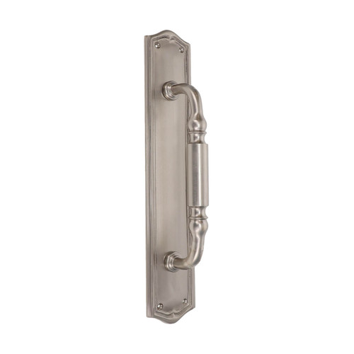 Domino Regency Pull Handle - Classic Arched Plate - Satin Nickel