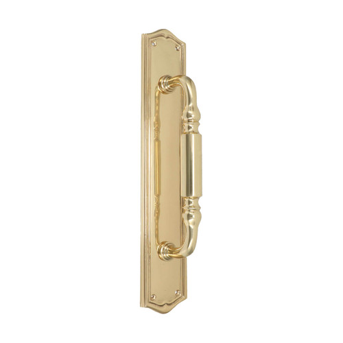 Domino Regency Pull Handle - Classic Arched Plate - Polished Brass