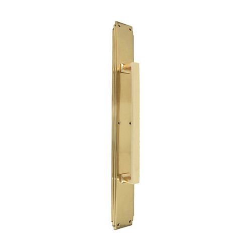 Domino Square Art Deco Pull Handle - Deco Plate - Polished Brass