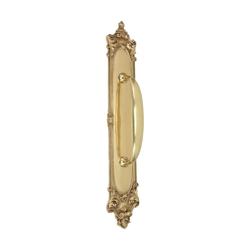 Domino Shaker Pull Handle - Victorian Plate - Polished Brass