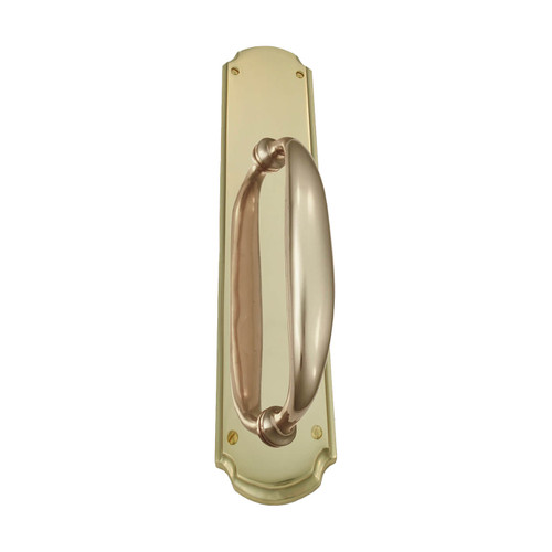 Domino Shaker Pull Handle - Arched Retro Plate - Polished Brass