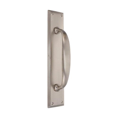 Domino Shaker Pull Handle - Stepped Edge Plate - Satin Nickel