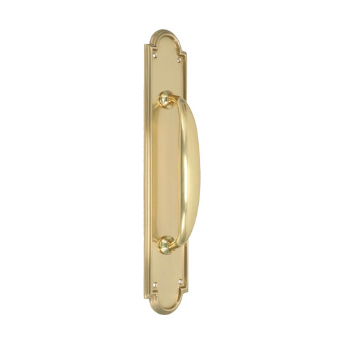 Domino Shaker Pull Handle - Arched Stepped Edge Plate - Polished Brass