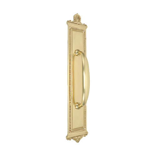 Domino Shaker Pull Handle - Neoclassical Plate - Polished Brass