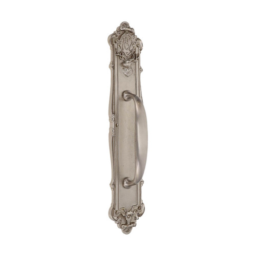 Domino Shaker Pull Handle - Stag Plate - Satin Nickel