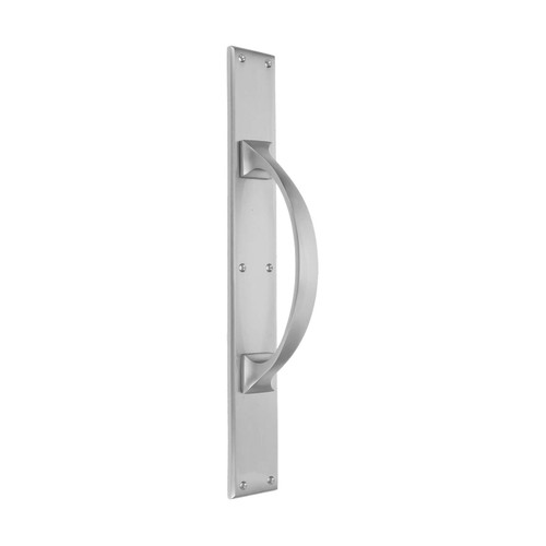 Domino Curved Pull Handle - Traditional Plate - Satin Chrome