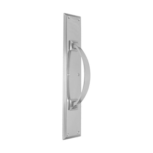 Domino Curved Pull Handle - Stepped Edge Plate - Chrome