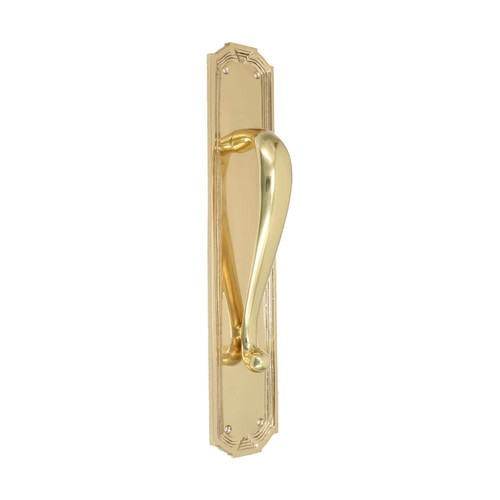 Domino Scroll Pull Handle - Arched Art Deco Plate - Polished Brass