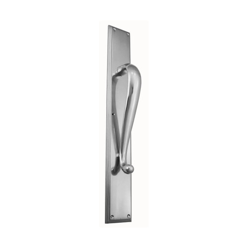 Domino Scroll Pull Handle - Stepped Edge Plate - Chrome
