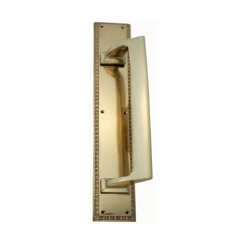 Domino Heritage Pull Handle - Decorative Edge Plate - Polished Brass