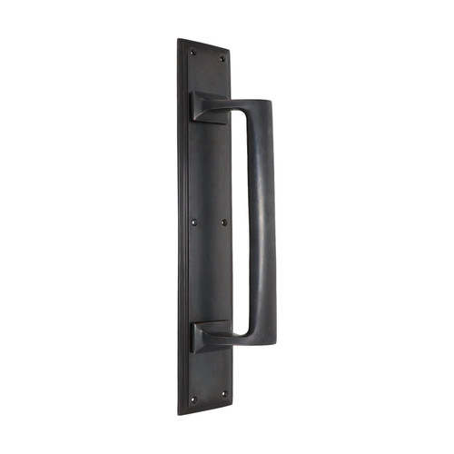 Domino Heritage Pull Handle - Stepped Edge Plate - Antique Bronze