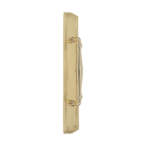 Domino Farmhouse Pull Handle - Arched Bevelled Plate - Polished Brass