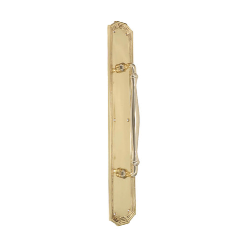 Domino Farmhouse Pull Handle - Arched Art Deco Plate - Polished Brass