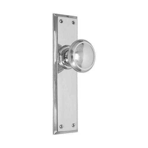 Domino Melange Door Knob - Single Bevelled Plate - Chrome
