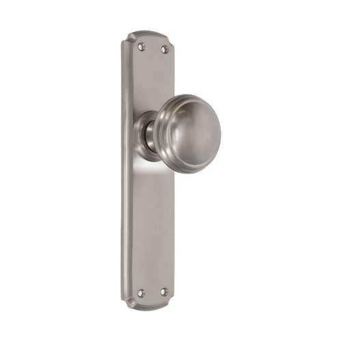 Domino Melange Door Knob - Scalloped Edge Plate - Satin Nickel